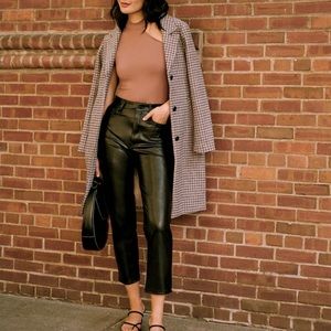 Abercrombie Vegan Faux Leather Ankle Straight Ultra High Rise